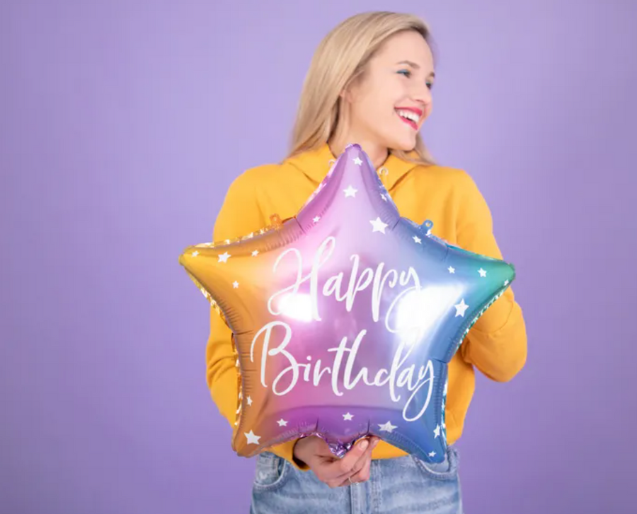 Folienballon Happy Birthday Rainbow Star