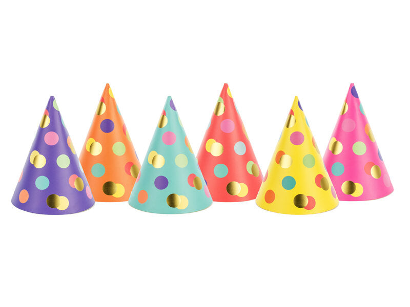 Party hats pack of 6 dots