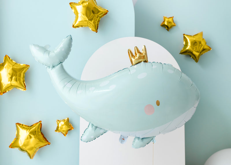 Foil balloon whale, 93x60 cm, sky blue