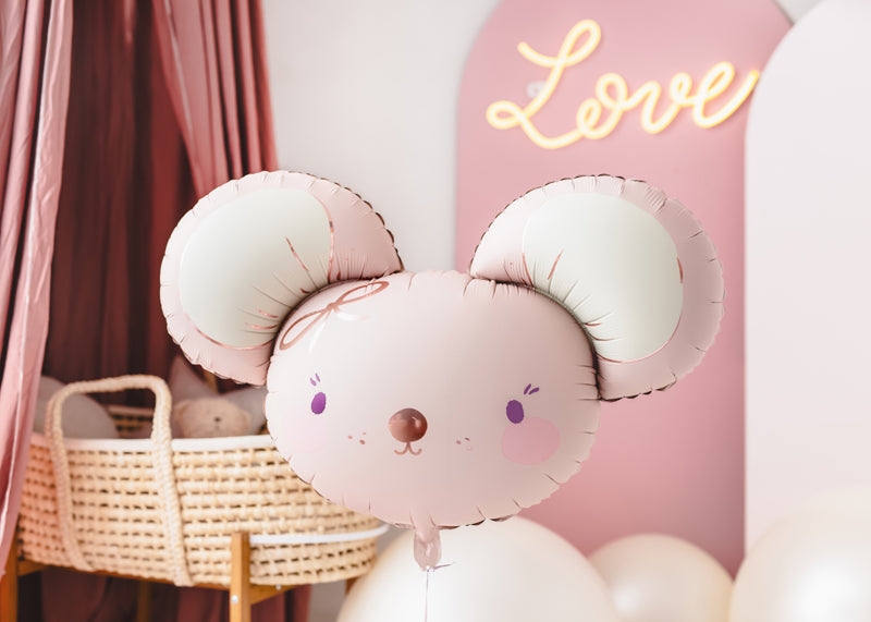 Foil balloon mouse, 96x64 cm, light pink