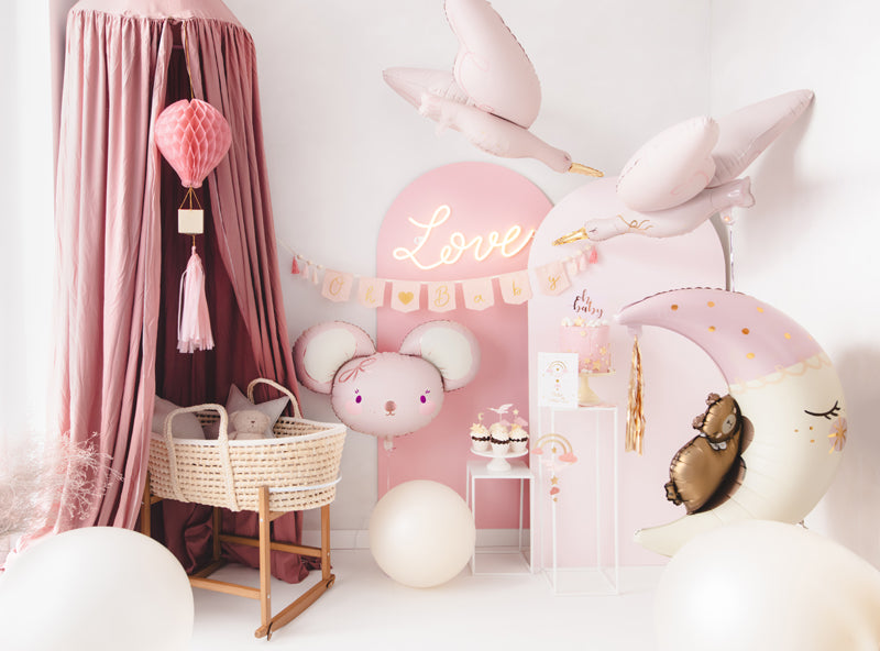 Foil balloon mouse, 96x64 cm, light pink