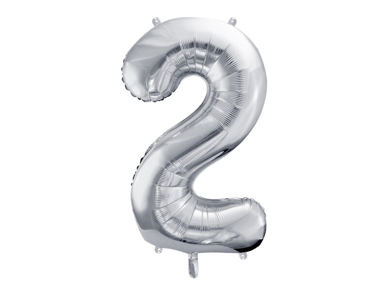 XL foil balloon number "2" in silver