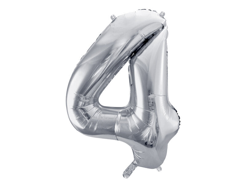 XL Folienballon Zahl "4" in Silber