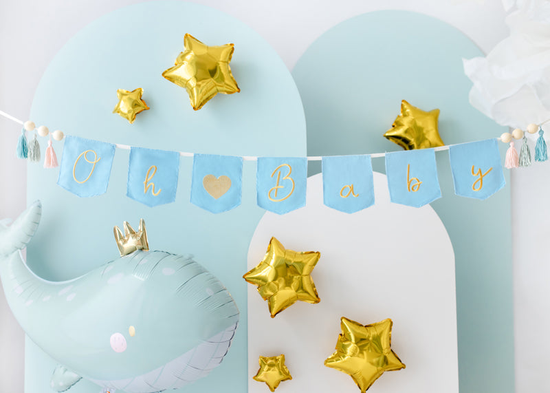 Baby shower garland It's a boy, surprise for the baby shower, cute fabric garland reusable