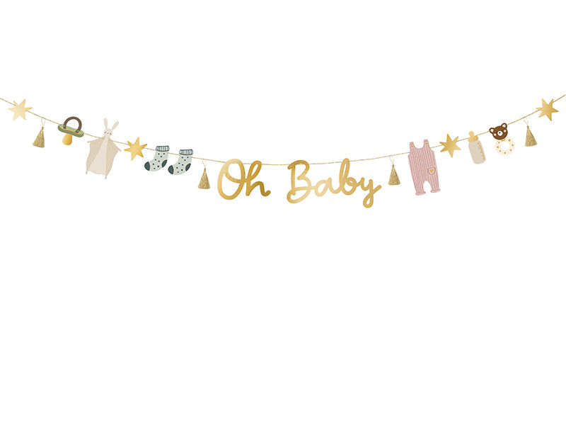 Baby shower garland in pink, gold and blue for baby shower, surprise baby celebration