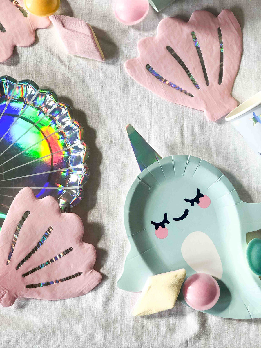 Kindergeburtstag Unterwasser Narwal Deko Set mit Narwal Tellern