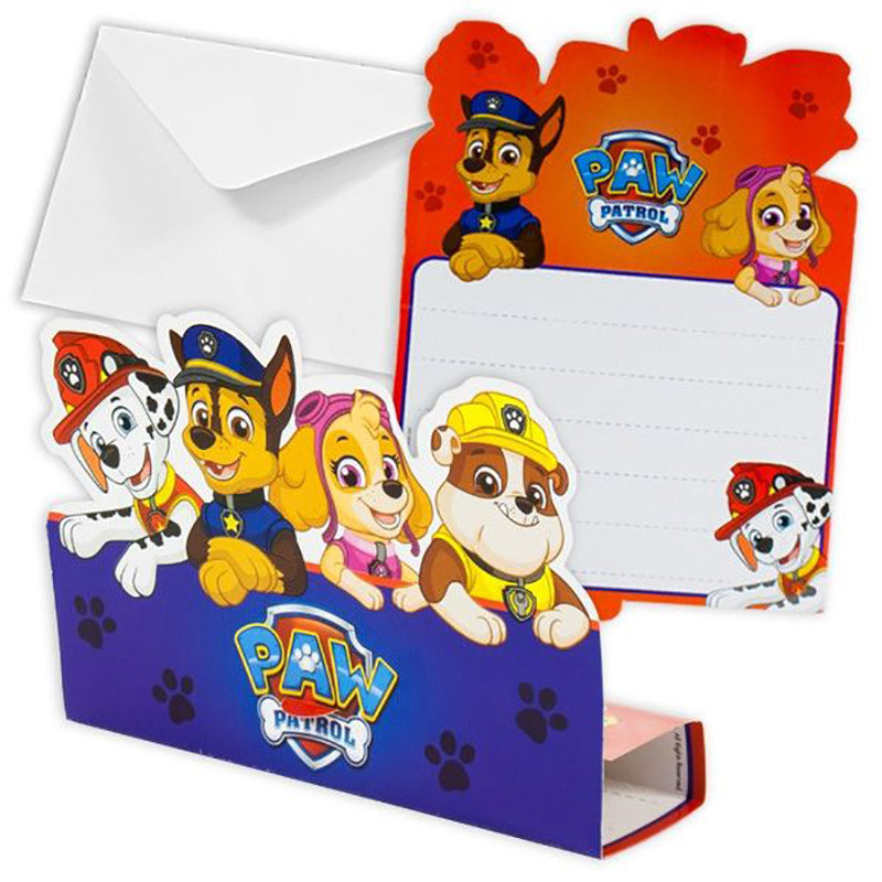 Paw Patrol party decoration set plus invitation cards and foil balloons for 8 children