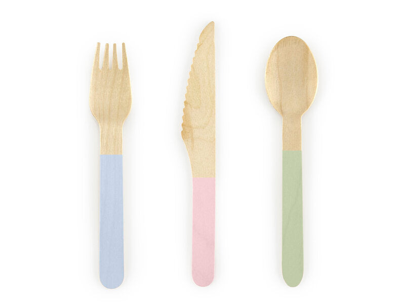 Wooden cutlery Tricolor 18 pieces