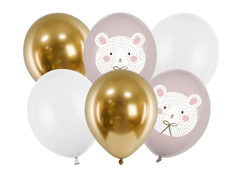 Pack of 6 bear party balloons