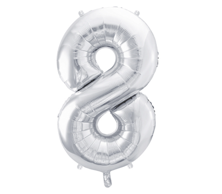 Geburtstagsballon Zahl 8 mit Helium befüllt in Deiner Wunschfarbe