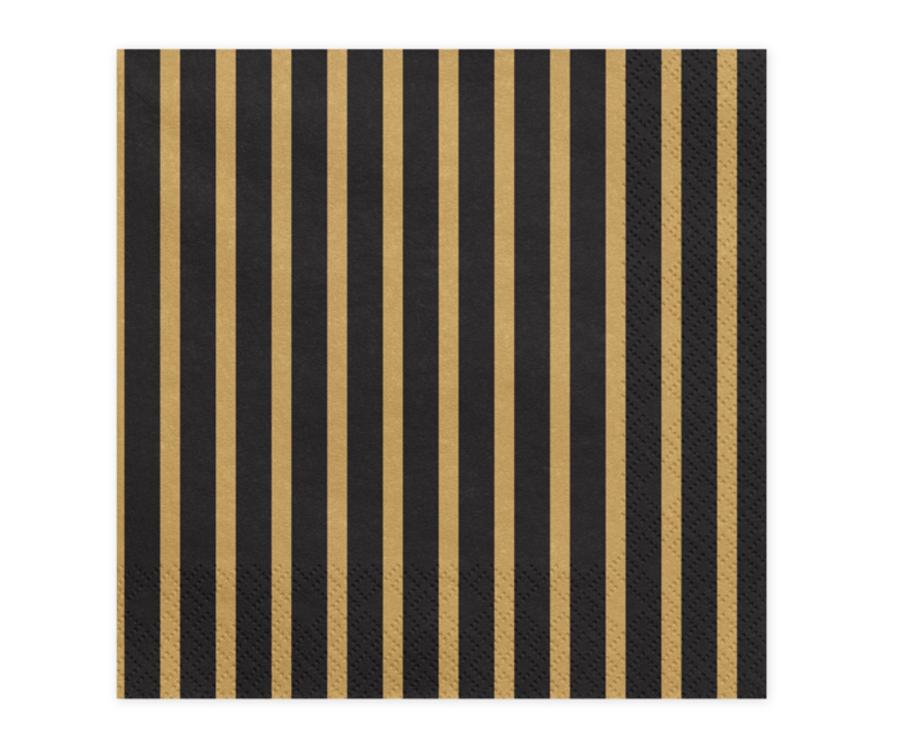 Napkins striped gold/black