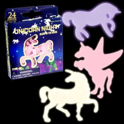 Luminous stickers unicorn 24 pieces / party bags for your unicorn party 
