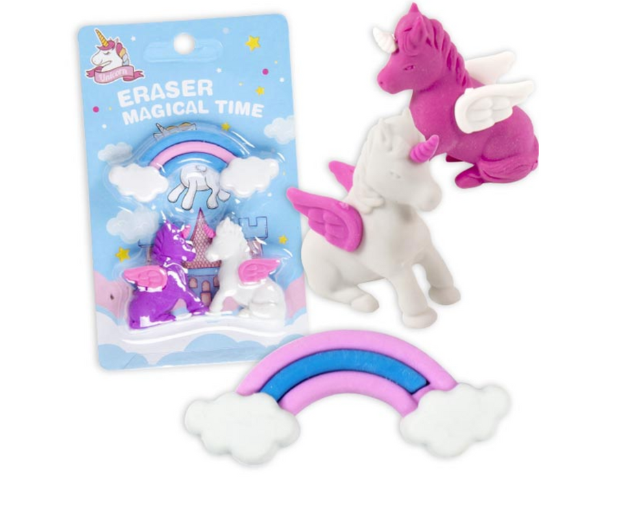 Unicorn eraser set party bags for children's birthday parties