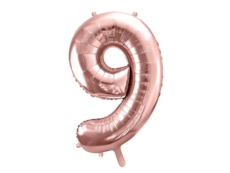 XL Folienballon Roségold Zahl "9"