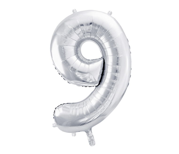 Birthday balloon number 9 filled with helium in your desired color