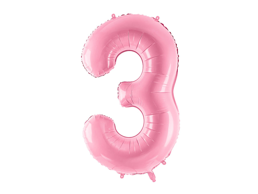 XL foil balloon pink number "3"