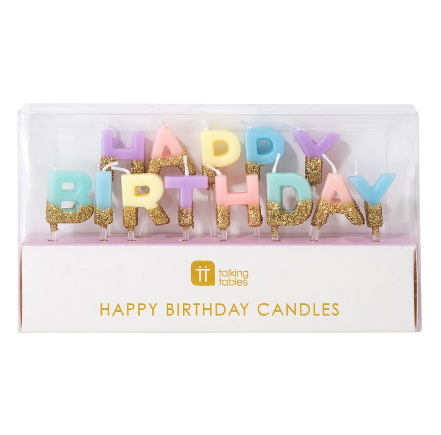 Happy Birthday cake candles pastel