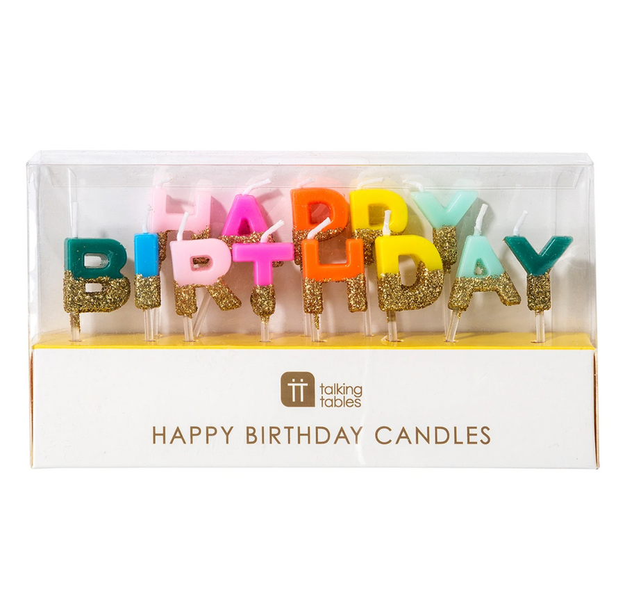 Happy Birthday cake candles rainbow
