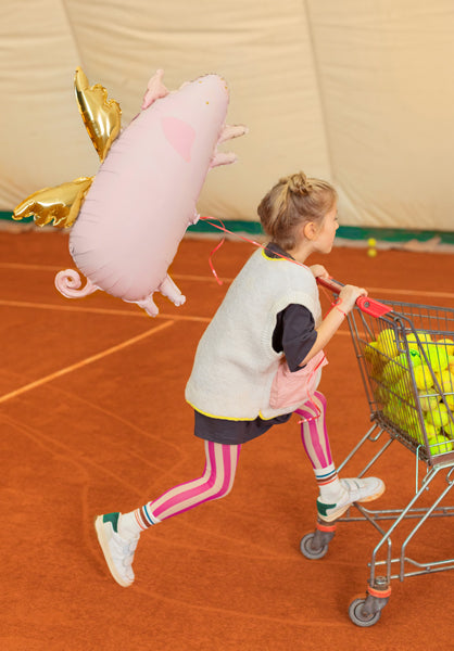 Folienballon Glücksschwein mit Helium befüllt zum Verschenken 72cm x 46cm