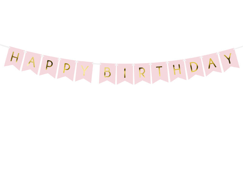 Happy Birthday pennant garland pink