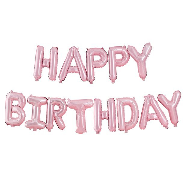 Happy Birthday balloon garland pink