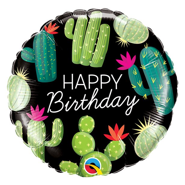 Happy Birthday Cool Kaktus – 3-er Ballonset gefüllt mit Helium