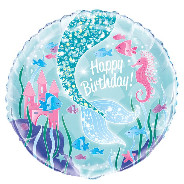 Happy Birthday Mermaid – set of 3 balloons filled with helium