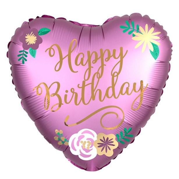 Happy Birthday Heart – set of 3 balloons filled with helium