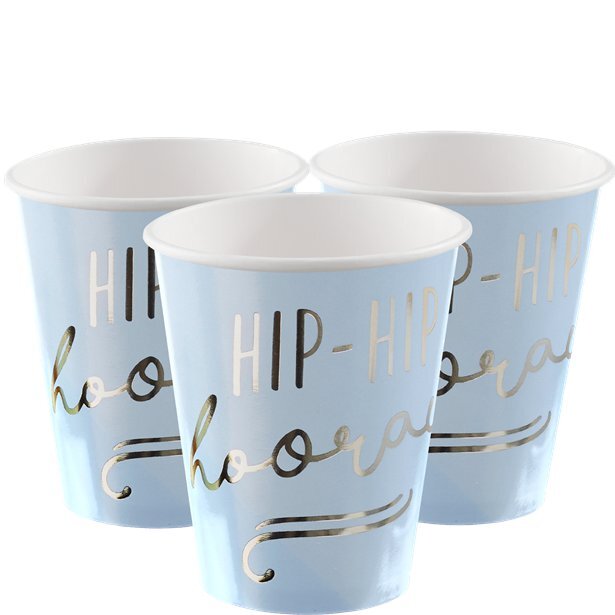 Hip Hip Hooray Cups Light Blue