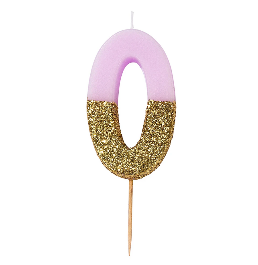 Number candle / birthday candle "0" pastel / gold