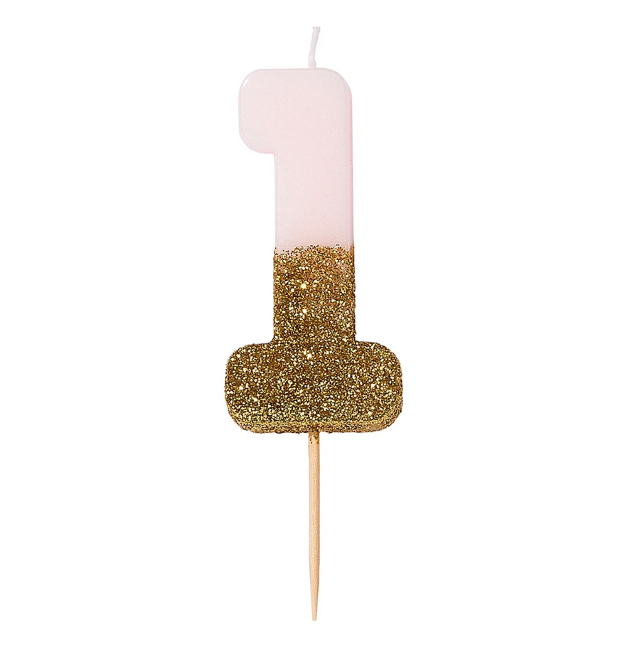 Number candle / birthday candle "1" pastel / gold