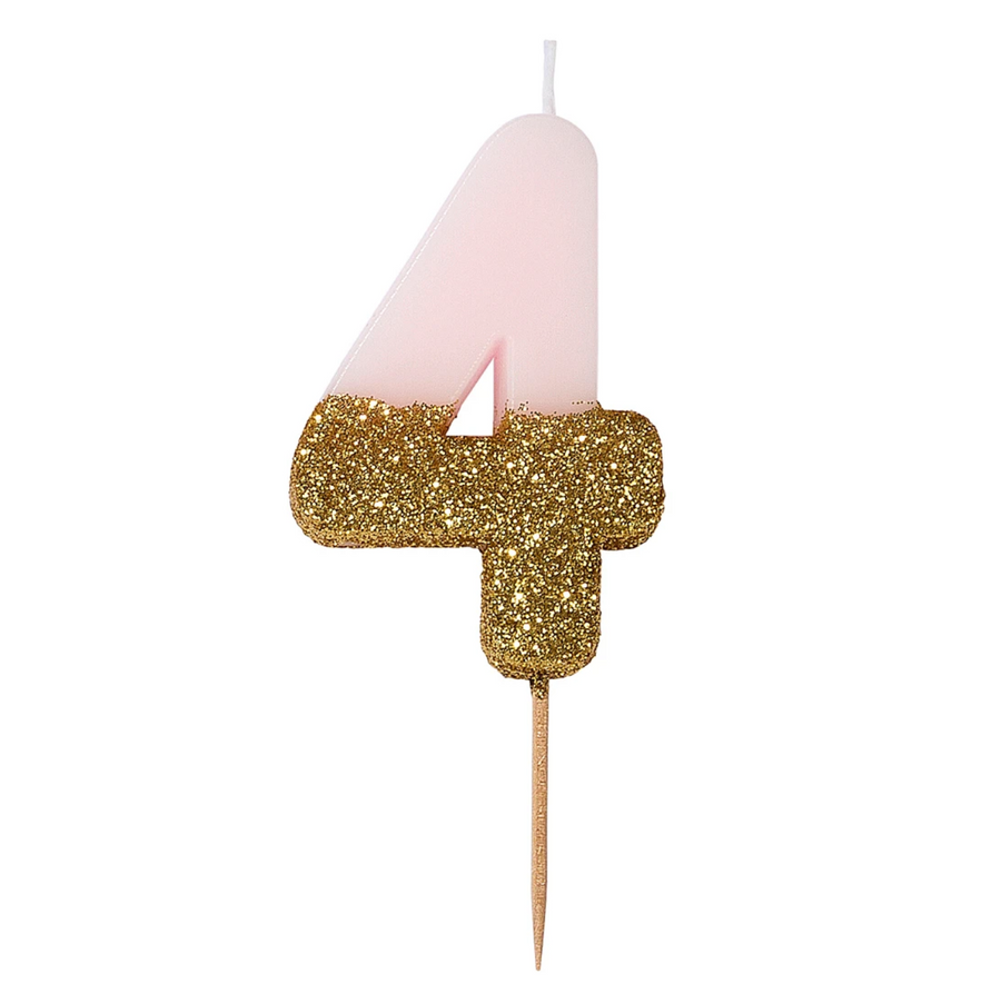 Number candle / birthday candle "4" pastel / gold