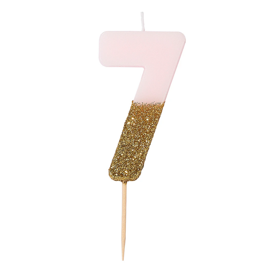 Number candle / birthday candle "7" pastel / gold
