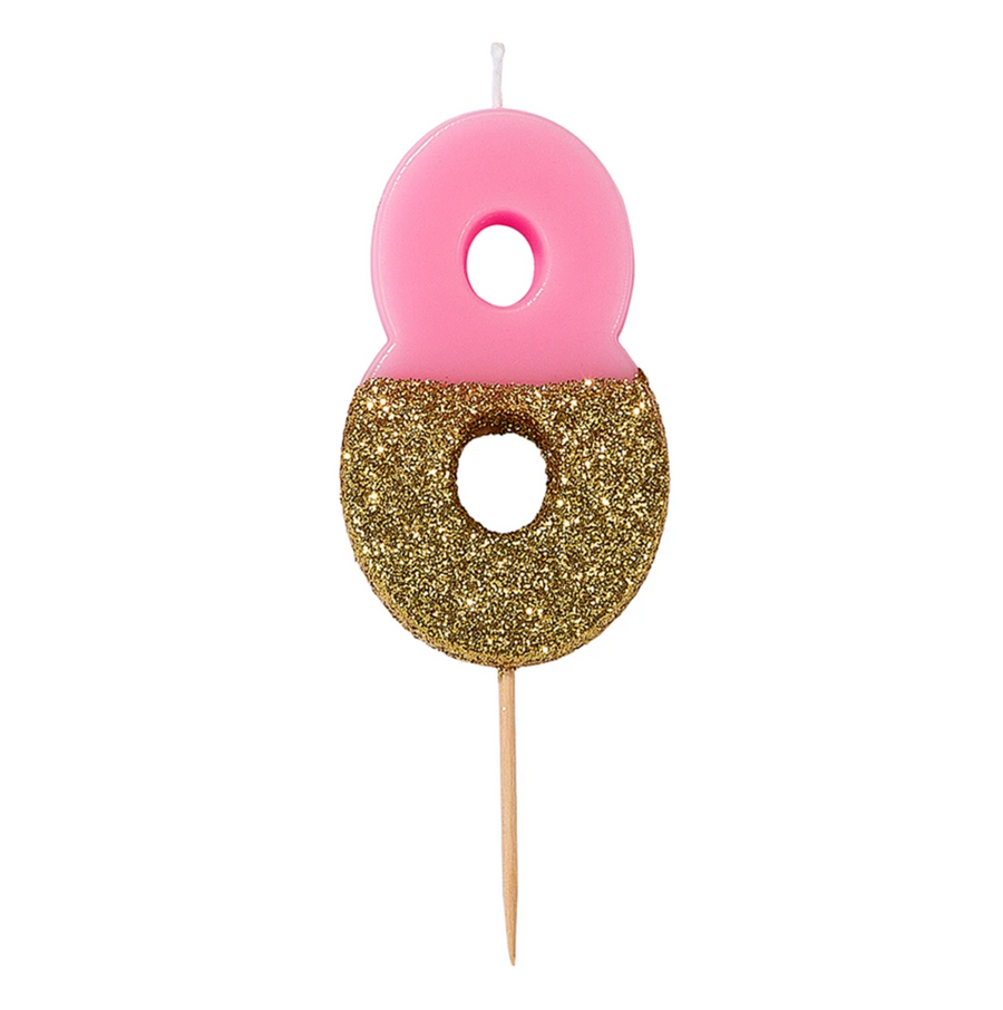 Number candle / birthday candle "8" pastel / gold