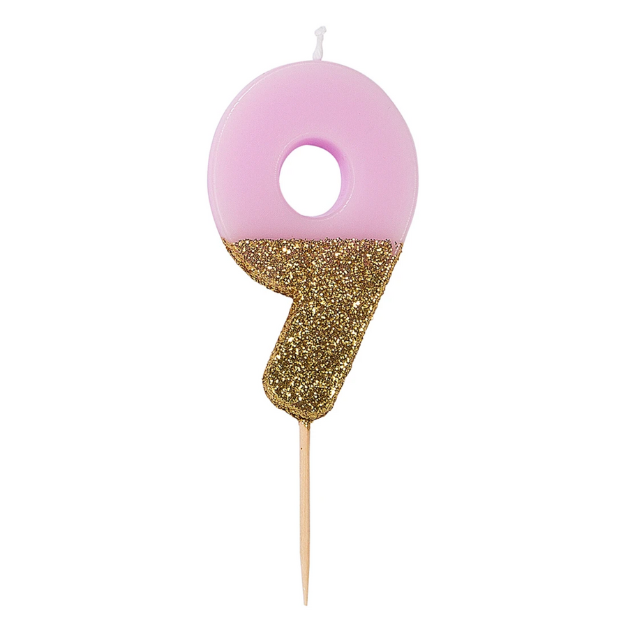 Number candle / birthday candle "9" pastel / gold