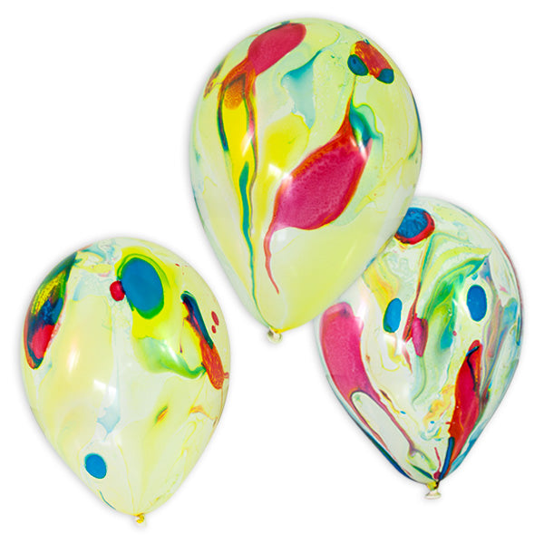 Colorful marble balloons set of 8, natural rubber, 17.6cm
