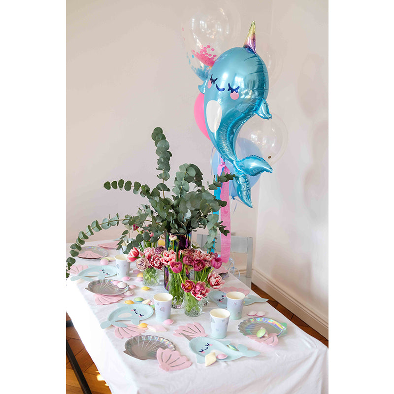 Narwal Partydeko – Meerjungfrauen Partydeko Set für 6 Personen