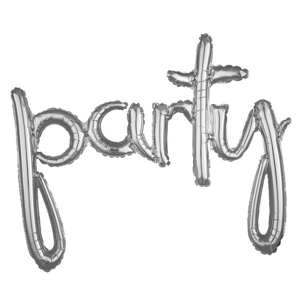 "party" balloon lettering silver