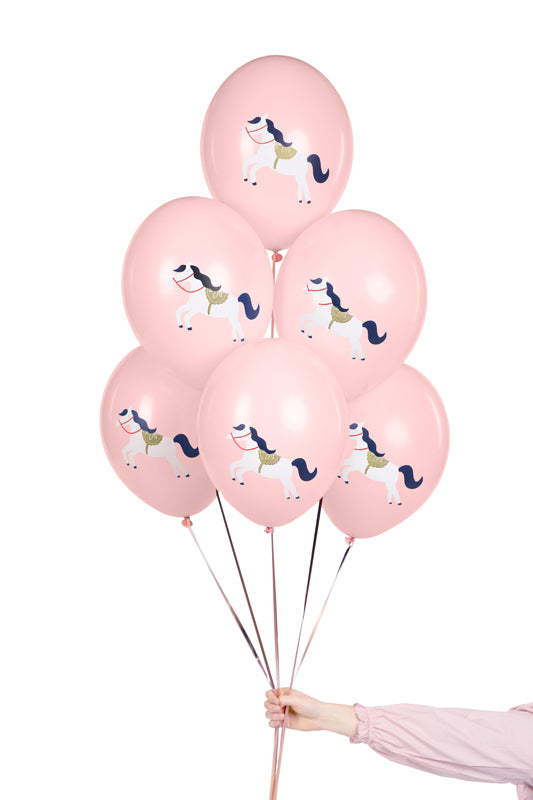 Pack of 6 horse balloons in pink