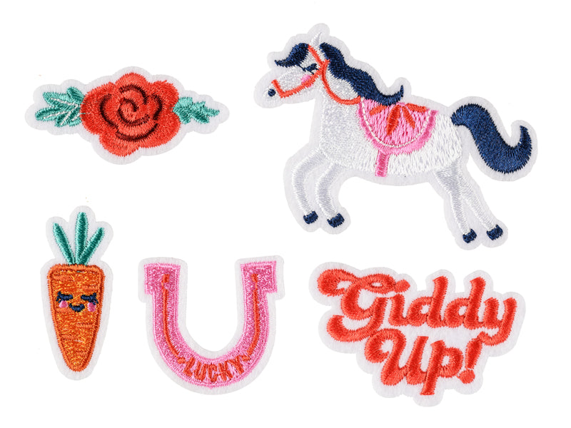 Party bag: iron-on patches with a horse motif
