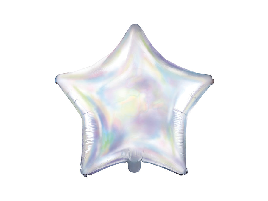 Foil balloon star in holographic/silver
