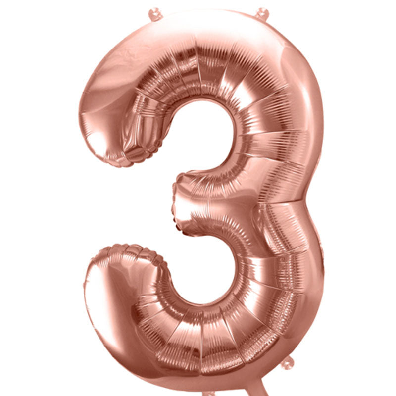 Geburtstagsballon Zahl 3 mit Helium befüllt in Deiner Wunschfarbe