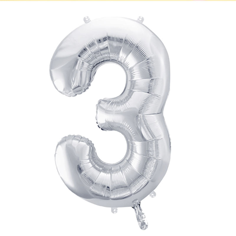 Geburtstagsballon Zahl 3 mit Helium befüllt in Deiner Wunschfarbe
