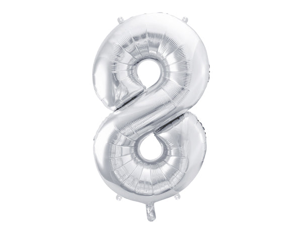 XL foil balloon number "8" in silver 